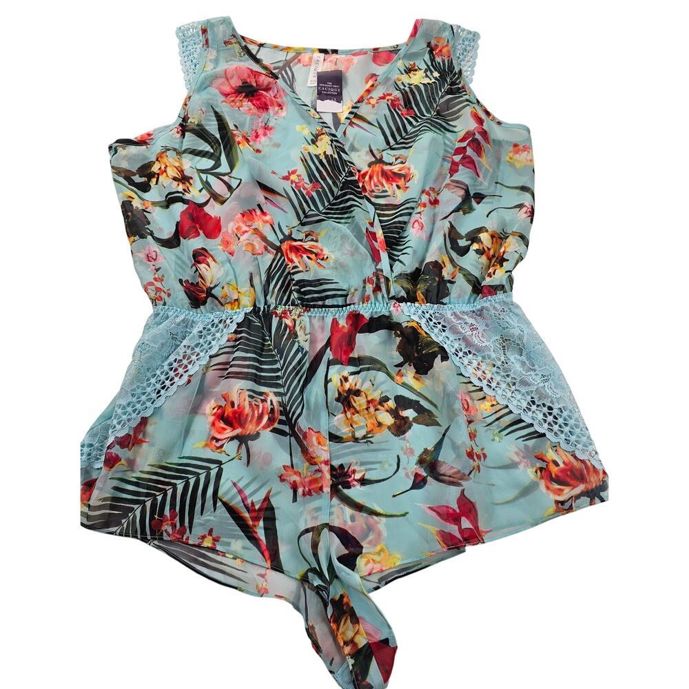NWT Cacique size 18 / 20 womens floral jumpsuit romper summer sheer sd whimsical
